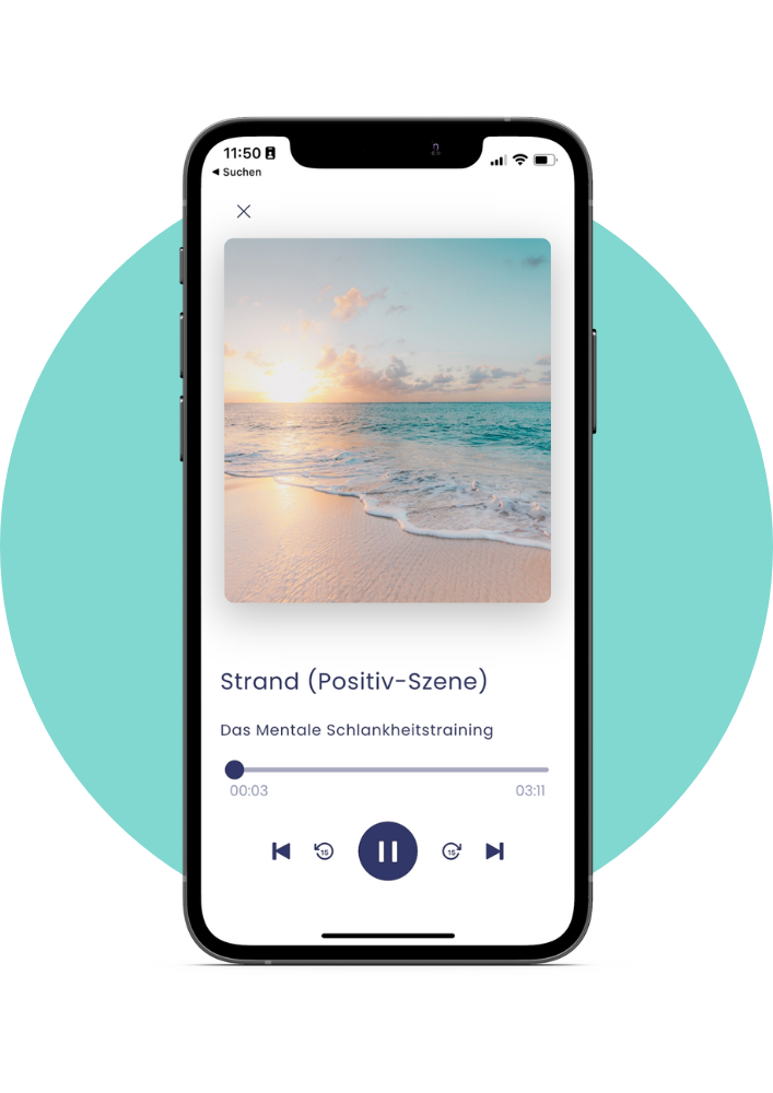 IPhone Screen des Audio-Tracks Strand des Mentalen Schlankheitstrainings in der LUMEUS-App