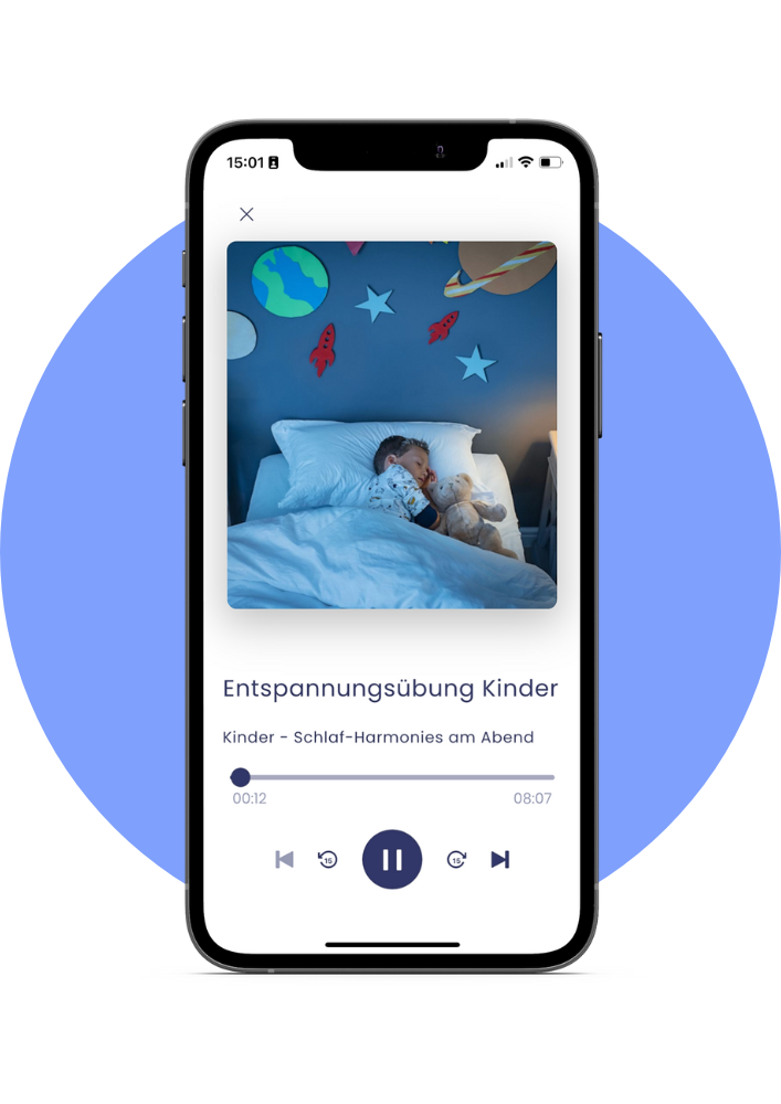 App Screen des Audiotracks Entspannungsübung des Emotionalen Kindertrainings in der LUMEUS-App